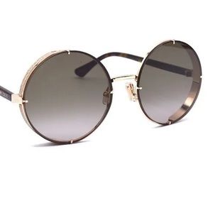 JIMMY CHOO LILO/S QUM GOLD HAVANA GREY AUTHENTIC SUNGLASSES 58-19 W/CASE